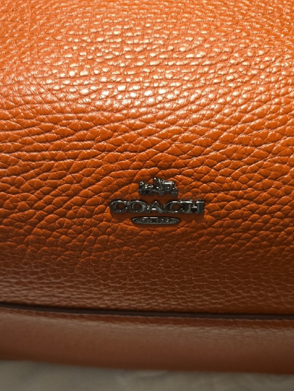 Coach Pebbled Leather Satchel in Cognac Orange - Picture 3 of 16